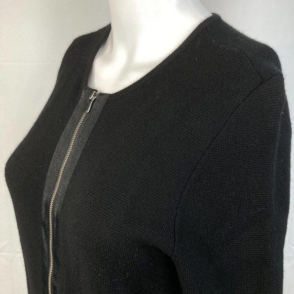 Talbots Petite Dress Womens Sz SP Black Merino Wool Front Zipper Sweater - Picture 2 of 10